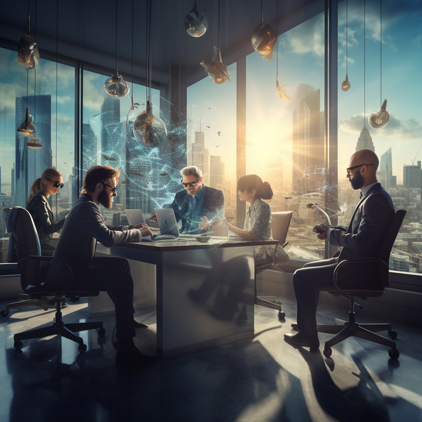 Colaboradores en reunión